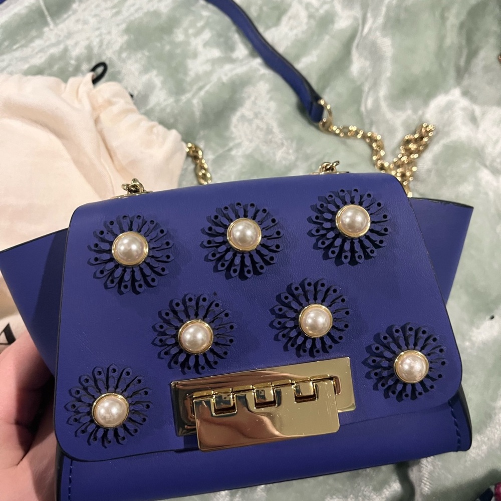Zac Posen Blue Handbag with Pearl Accents